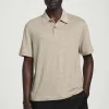 Outlet COS DZIANINOWA KOSZULKA POLO Z LNU I BAWEŁNY Beżowy
