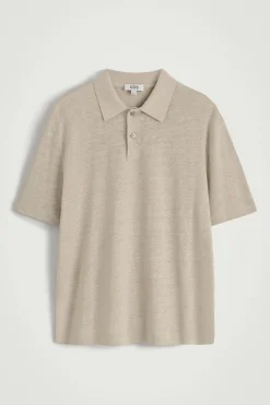 Outlet COS DZIANINOWA KOSZULKA POLO Z LNU I BAWEŁNY Beżowy