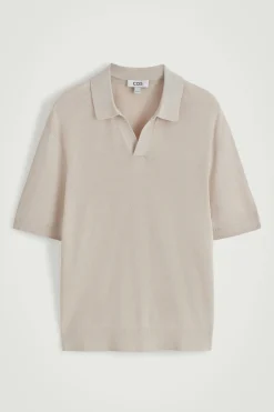 Outlet COS DZIANINOWA KOSZULKA POLO Z LNU I BAWEŁNY Beżowy