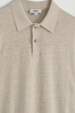 Outlet COS DZIANINOWA KOSZULKA POLO Z LNU I BAWEŁNY Beżowy
