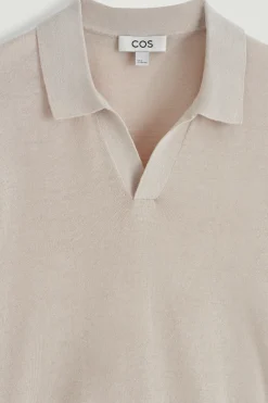 Outlet COS DZIANINOWA KOSZULKA POLO Z LNU I BAWEŁNY Beżowy