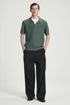 Fashion COS DZIANINOWY TOP POLO O STRUKTURALNEJ POWIERZCHNI Zielony