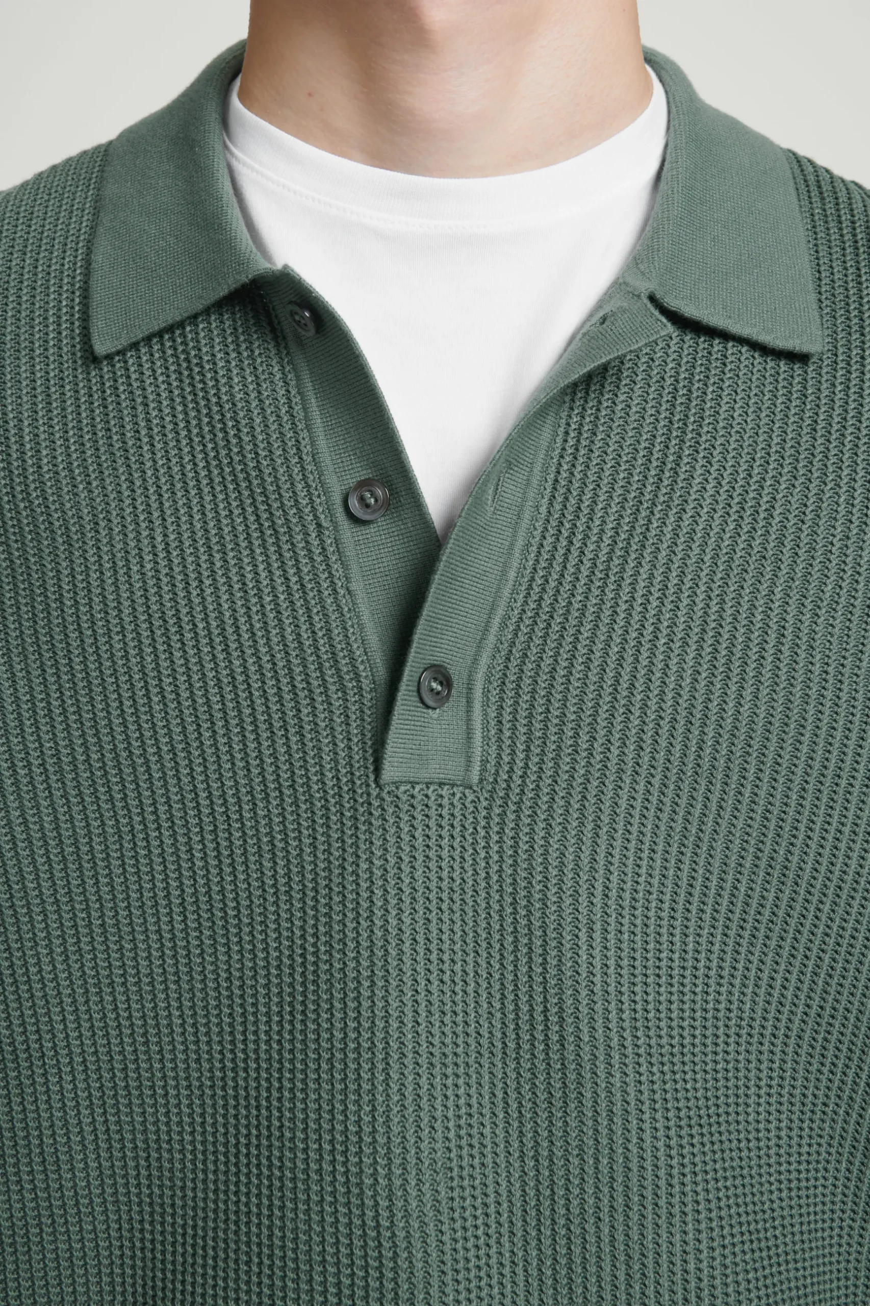 Fashion COS DZIANINOWY TOP POLO O STRUKTURALNEJ POWIERZCHNI Zielony