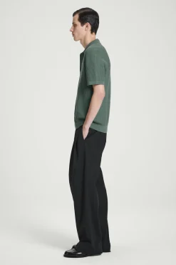 Fashion COS DZIANINOWY TOP POLO O STRUKTURALNEJ POWIERZCHNI Zielony