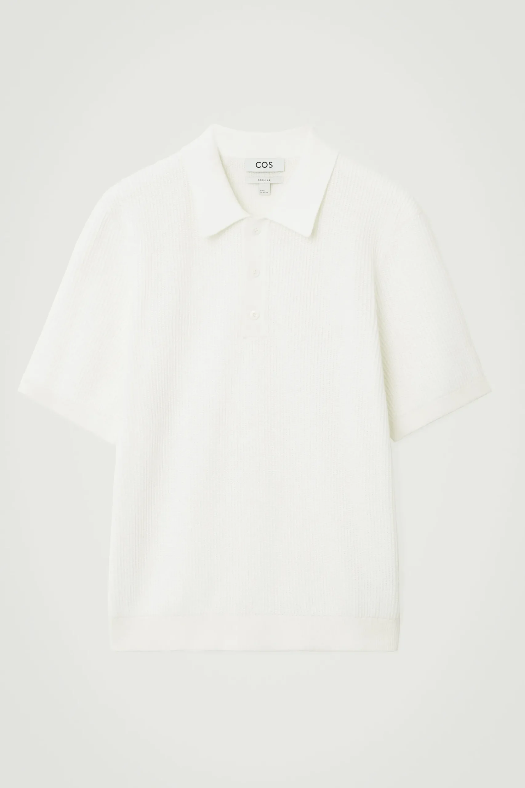 Clearance COS DZIANINOWY TOP POLO O STRUKTURALNEJ POWIERZCHNI Biały
