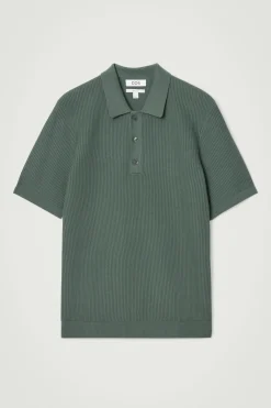 Fashion COS DZIANINOWY TOP POLO O STRUKTURALNEJ POWIERZCHNI Zielony
