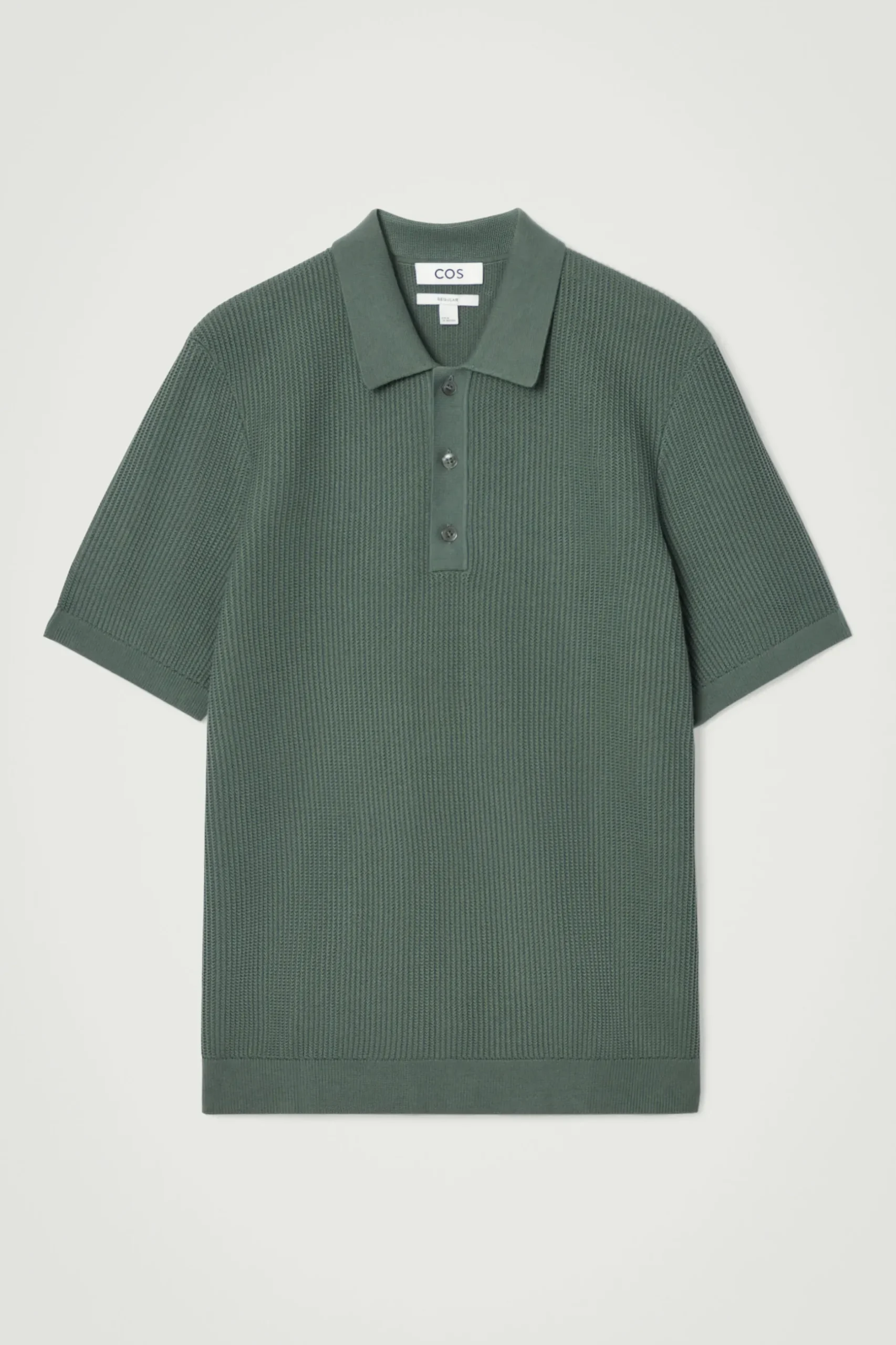 Fashion COS DZIANINOWY TOP POLO O STRUKTURALNEJ POWIERZCHNI Zielony
