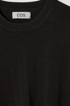 Online COS DZIANINOWY T-SHIRT Z WEŁNY I JEDWABIU Czekoladowy