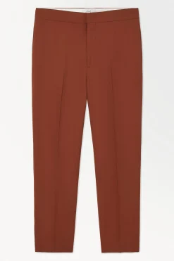 Best COS GARNITUROWE ZWĘŻANE SPODNIE Z DIAGONALU Z WEŁNĄ Terracotta