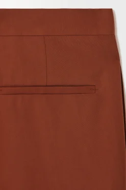 Best COS GARNITUROWE ZWĘŻANE SPODNIE Z DIAGONALU Z WEŁNĄ Terracotta