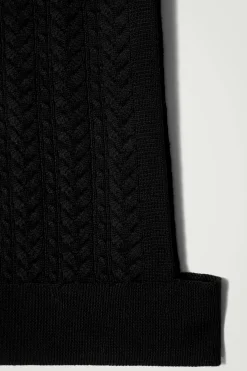 Fashion COS HYBRYDOWA WEŁNIANA KAMIZELKA – WARKOCZOWY SPLOT Czarny