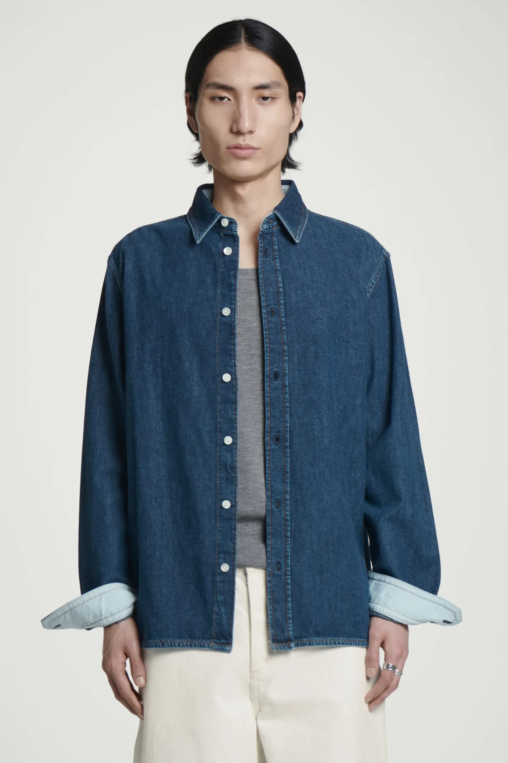 Sale COS JEANSOWA KOSZULA WIERZCHNIA O LUŹNYM KROJU Ciemnoniebieski