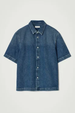 Clearance COS JEANSOWA KOSZULA Z KRÓTKIM RĘKAWEM Niebieski
