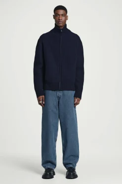 Fashion COS JEANSY „RIDER” Z PROSTYMI NOGAWKAMI Ciemnoniebieski