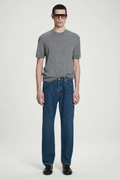 Discount COS JEANSY „SIGNATURE” Z PROSTYMI NOGAWKAMI Ciemnoniebieski