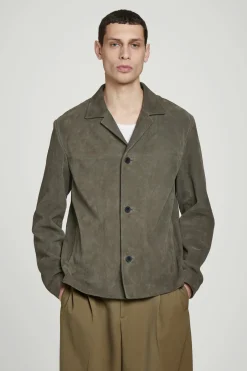 Clearance COS JEDNORZĘDOWA KURTKA Z ZAMSZU Ciemnykhaki