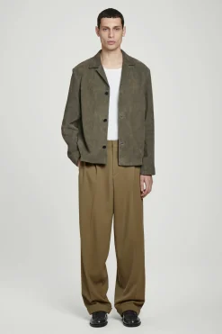 Clearance COS JEDNORZĘDOWA KURTKA Z ZAMSZU Ciemnykhaki