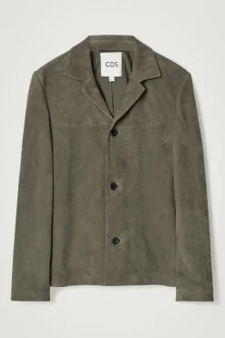 Clearance COS JEDNORZĘDOWA KURTKA Z ZAMSZU Ciemnykhaki