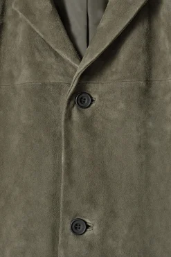 Clearance COS JEDNORZĘDOWA KURTKA Z ZAMSZU Ciemnykhaki