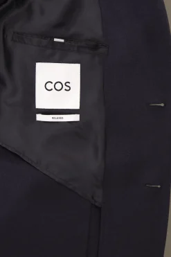 Discount COS JEDNORZĘDOWA MARYNARKA Z DŻERSEJU RELAXED FIT Granatowy