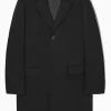 Discount COS JEDNORZĘDOWY BAWEŁNIANY PŁASZCZ Black