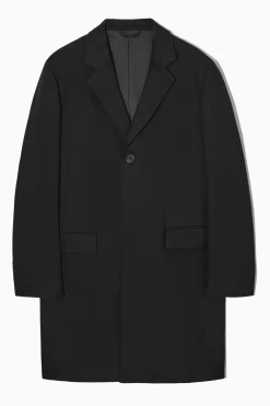 Discount COS JEDNORZĘDOWY BAWEŁNIANY PŁASZCZ Black