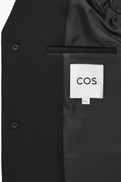 Discount COS JEDNORZĘDOWY BAWEŁNIANY PŁASZCZ Black