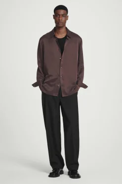 New COS JEDWABNA KOSZULA – RELAXED FIT Brązowy