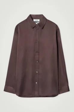 New COS JEDWABNA KOSZULA – RELAXED FIT Brązowy