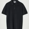 New COS JEDWABNO-BAWEŁNIANA KOSZULKA POLO Granatowy