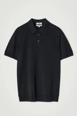 New COS JEDWABNO-BAWEŁNIANA KOSZULKA POLO Granatowy