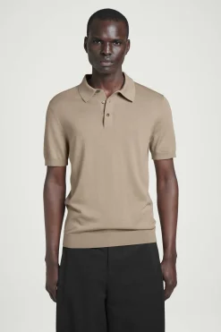 Outlet COS JEDWABNO-BAWEŁNIANA KOSZULKA POLO Szarobrązowy
