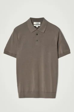 Clearance COS JEDWABNO-BAWEŁNIANA KOSZULKA POLO Ciemnybrązowoszary