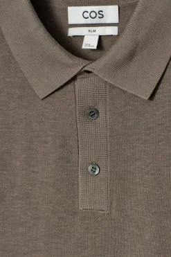 Clearance COS JEDWABNO-BAWEŁNIANA KOSZULKA POLO Ciemnybrązowoszary