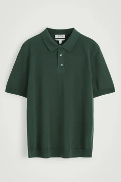 Outlet COS JEDWABNO-BAWEŁNIANA KOSZULKA POLO Ciemnozielony