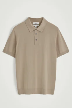 Outlet COS JEDWABNO-BAWEŁNIANA KOSZULKA POLO Szarobrązowy