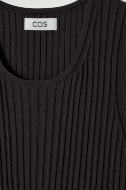 Fashion COS JEDWABNO-BAWEŁNIANA KOSZULKA BEZ RĘKAWÓW Czekoladowy