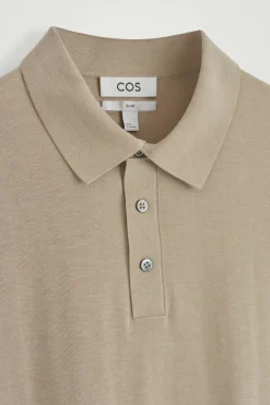 Outlet COS JEDWABNO-BAWEŁNIANA KOSZULKA POLO Szarobrązowy