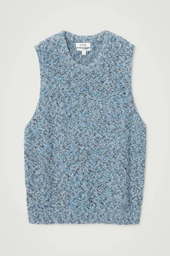 Sale COS KAMIZELKA Z MELANŻOWEJ DZIANINY – RELAXED FIT Niebieskimelanż