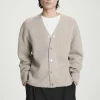 Fashion COS KARDIGAN Z DWUSTRONNEJ MIESZANKI Z WEŁNĄ Brązowoszary