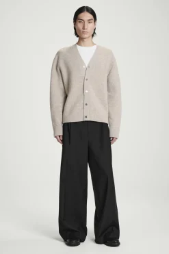 Fashion COS KARDIGAN Z DWUSTRONNEJ MIESZANKI Z WEŁNĄ Brązowoszary