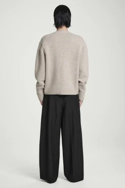 Fashion COS KARDIGAN Z DWUSTRONNEJ MIESZANKI Z WEŁNĄ Brązowoszary