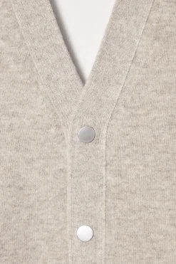 Fashion COS KARDIGAN Z DWUSTRONNEJ MIESZANKI Z WEŁNĄ Brązowoszary