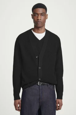 Fashion COS KARDIGAN Z TEKSTURALNEJ WEŁNY MERYNOSOWEJ Czarny