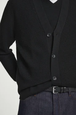 Fashion COS KARDIGAN Z TEKSTURALNEJ WEŁNY MERYNOSOWEJ Czarny