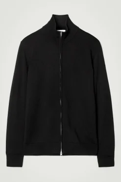 Sale COS KARDIGAN Z WEŁNY MERINO Z WYSOKIM KOŁNIERZEM Czarny