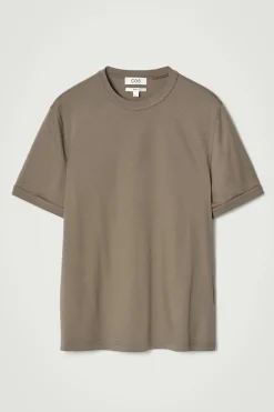 Hot COS KLASYCZNY T-SHIRT Z BAWEŁNY MERCERYZOWANEJ Ciemnybrązowoszary