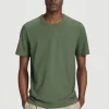 New COS KLASYCZNY T-SHIRT ZE SZCZOTKOWANEJ BAWEŁNY Khaki