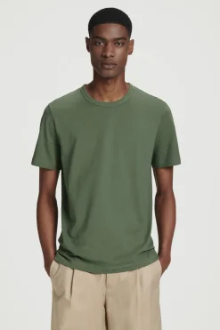 New COS KLASYCZNY T-SHIRT ZE SZCZOTKOWANEJ BAWEŁNY Khaki