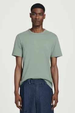 New COS KLASYCZNY T-SHIRT ZE SZCZOTKOWANEJ BAWEŁNY Przytłumionazieleń